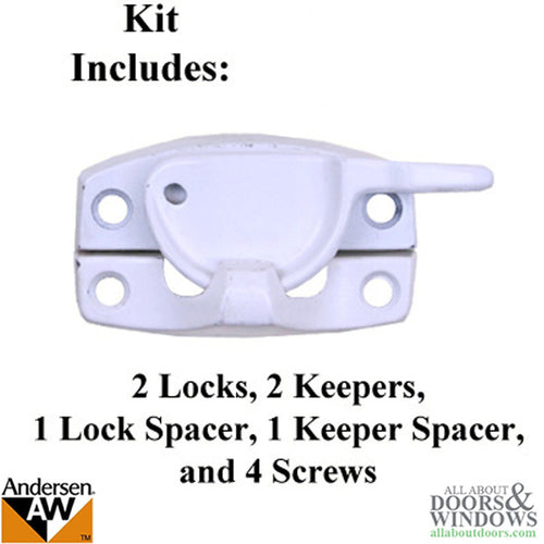 Sash Lock PSNL,  Twin Pack, w/ Keeper -White - Sash Lock PSNL,  Twin Pack, w/ Keeper -White