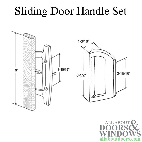 Sliding Patio Door Handle Set 3-15/16