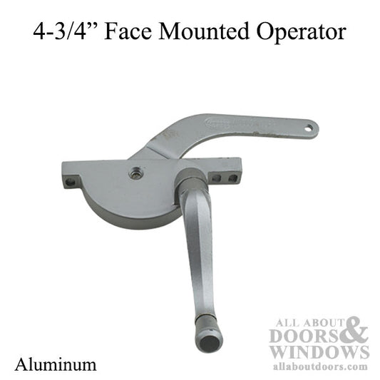 Woodco Face Mounted Casement Operator, Flat Arm, 4-3/4 - Aluminum