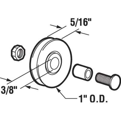 Bottom Mount Roller Assembly with 1 Inch Nylon Wheel Diameter for Sliding Screen Doors - Bottom Mount Roller Assembly with 1 Inch Nylon Wheel Diameter for Sliding Screen Doors