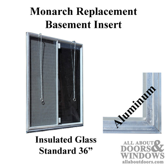 Monarch C-310A-36 Aluminum Basement WINDOW Insert, Dual Pane Glass