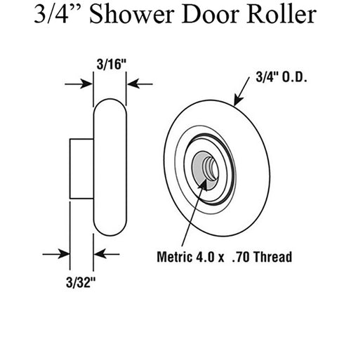 Shower Door Wheel Roller 3/4