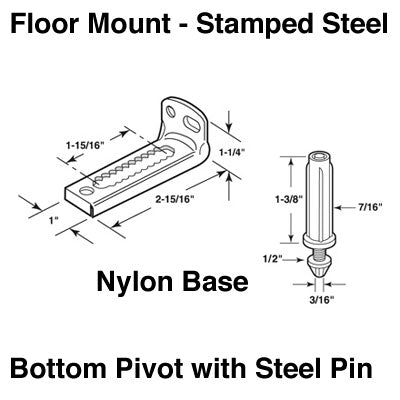 Closet Door Pivot Bracket and Pin Floor Mount - Closet Door Pivot Bracket and Pin Floor Mount