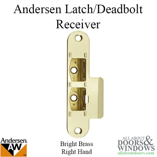 Latch and DeadBolt Receiver, Right Hand - Bright Brass