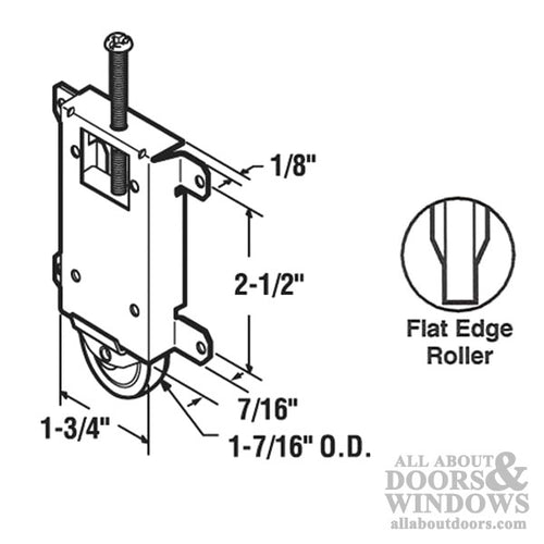Mirror Closet Door Roller 1-3/4 Flat Nylon Wheel - Wardrobe Door - Mirror Closet Door Roller 1-3/4 Flat Nylon Wheel - Wardrobe Door