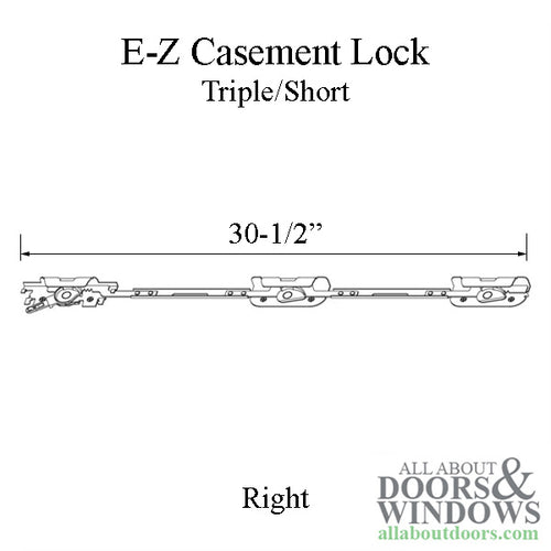 Andersen Perma-Shield Improved/E-Z Casement Lock - Triple/Short (Impact Resistant) - Right - Andersen Perma-Shield Improved/E-Z Casement Lock - Triple/Short (Impact Resistant) - Right