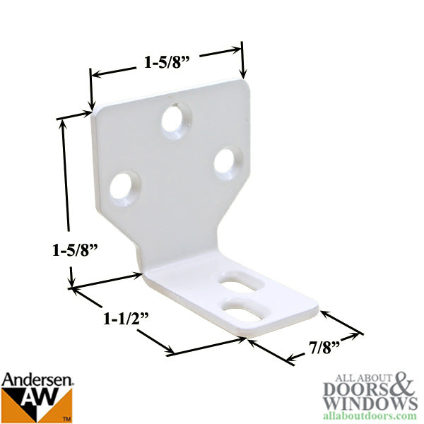 Non-Handed Stationary Panel Bracket Clip for Frenchwood Gliding Patio Door - White - Non-Handed Stationary Panel Bracket Clip for Frenchwood Gliding Patio Door - White