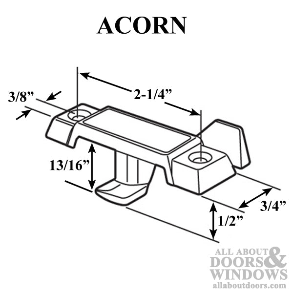 Acorn Window Parts: 1/2 inch Offset sash lock / Latch - White - Acorn Window Parts: 1/2 inch Offset sash lock / Latch - White