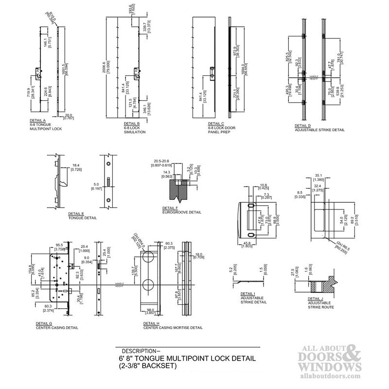 Sentry Multipoint Lock,  60/140 Tongue Version for  80