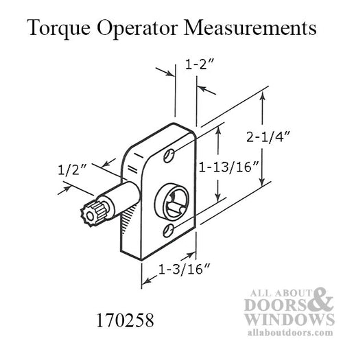 Torque Operator for Awning or Louvre Windows Side Mount Left Hand - Torque Operator for Awning or Louvre Windows Side Mount Left Hand