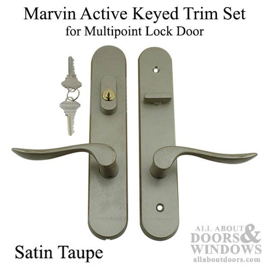 Marvin Active Keyed Handle Set Trimset with interior thumbturn - Satin Taupe