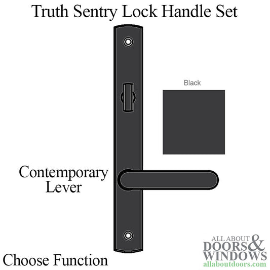 Truth Sentry Lock Handle Set, Contemporary, Painted Over Zinc, Black