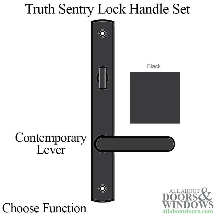 Truth Sentry Lock Handle Set, Contemporary, Painted Over Zinc, Black - Truth Sentry Lock Handle Set, Contemporary, Painted Over Zinc, Black