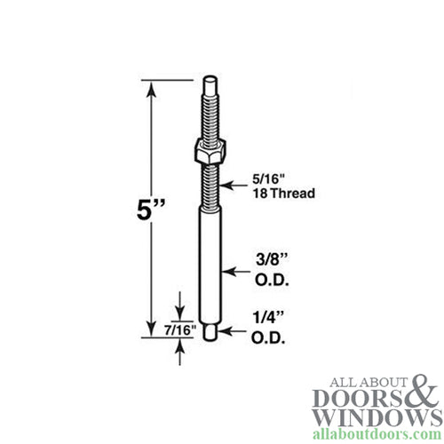 Pivot Rod, 3/8, Bottom, Threaded - Pivot Rod, 3/8, Bottom, Threaded