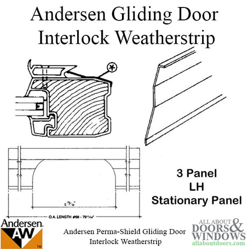 Interlock Weatherstrip, 3 Panel, LH, Stationary Panel - Interlock Weatherstrip, 3 Panel, LH, Stationary Panel