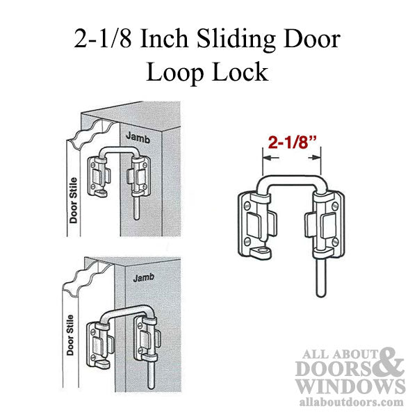 2-1/8 Inch Sliding Door Loop Lock - Nickel Plated - 2-1/8 Inch Sliding Door Loop Lock - Nickel Plated