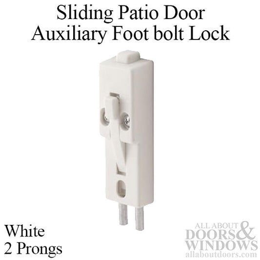 Sliding Patio Door Security Lock, 2 prongs - White