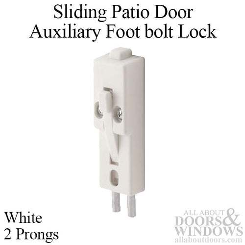 Sliding Patio Door Security Lock, 2 prongs - White - Sliding Patio Door Security Lock, 2 prongs - White