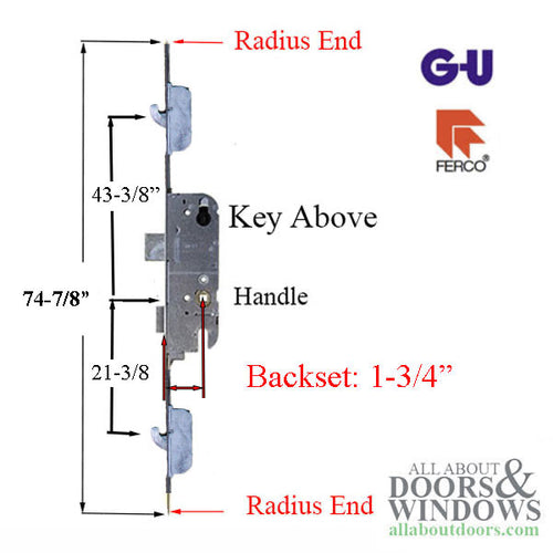 16mm Secury SH2 Rhino  with radius ends and anti-slam device for latch, 45/92, 8'-0