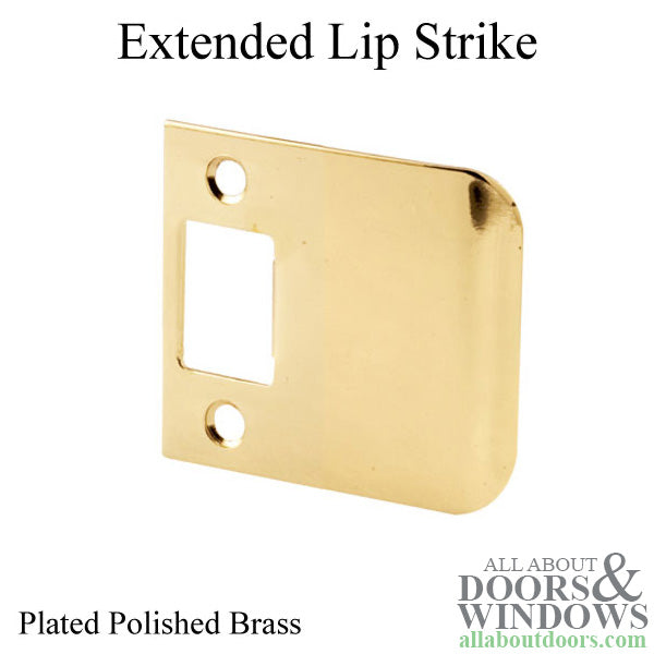 Strike Plate, Latch Extended Lip, 2-1/4 x 2 inch - Plated Brass - Strike Plate, Latch Extended Lip, 2-1/4 x 2 inch - Plated Brass