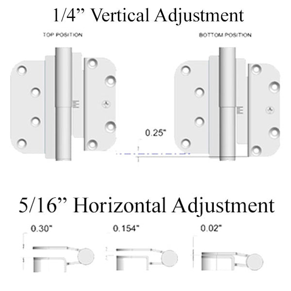 M3 Dual Adjustable Lift Off Hinge, Concealed Ball Bearings, Left Hand as Shown - M3 Dual Adjustable Lift Off Hinge, Concealed Ball Bearings, Left Hand as Shown