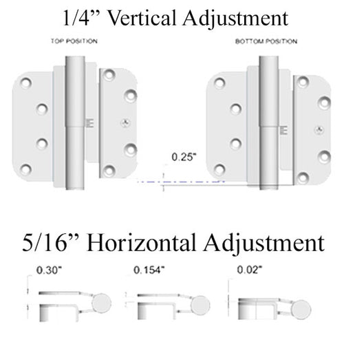 M3 Dual Adjustable Lift Off Hinge, Concealed Ball Bearings, Left Hand as Shown - M3 Dual Adjustable Lift Off Hinge, Concealed Ball Bearings, Left Hand as Shown