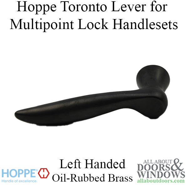 Toronto Lever Handle for Left Handed Multipoint Lock Handlesets - Oil-Rubbed Brass - Toronto Lever Handle for Left Handed Multipoint Lock Handlesets - Oil-Rubbed Brass