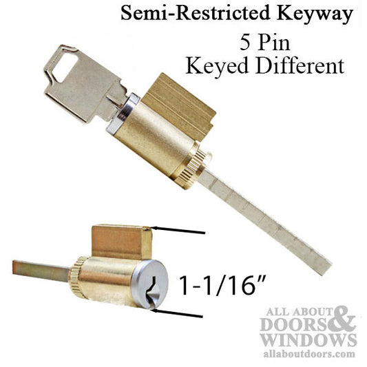 American Keyed Lock Cylinder  1-1/16 inch x 2-1/8-  Keyed Different