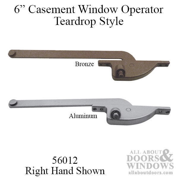 Casement Window Operator, 6 Inch Arm, Face Mounted, Right Hand shown - Choose Color - Casement Window Operator, 6 Inch Arm, Face Mounted, Right Hand shown - Choose Color