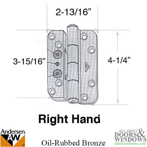 Discontinued - Andersen 1992-2005 Hinge, Right Hand -  Oil Rubbed Bronze - Discontinued - Andersen 1992-2005 Hinge, Right Hand -  Oil Rubbed Bronze