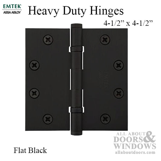 Heavy Duty Ball Bearing Hinge, Square Corners, 4-1/2" x 4-1/2", Black