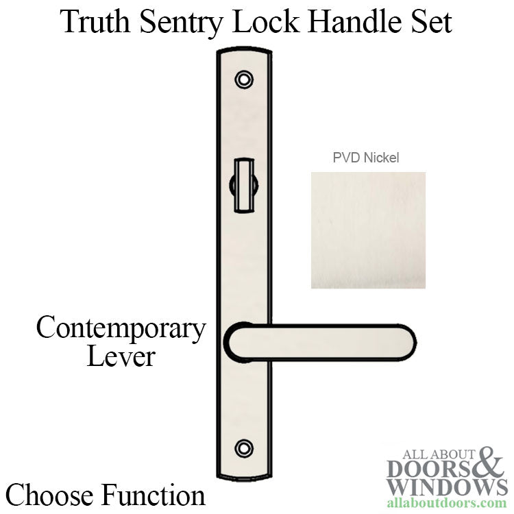 Truth Sentry Lock Handle Set, Contemporary, Decorative over Solid Brass, PVD Nickel - Truth Sentry Lock Handle Set, Contemporary, Decorative over Solid Brass, PVD Nickel