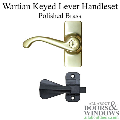 Complete Handle Set, Lever, Keyed - Polished Brass - Complete Handle Set, Lever, Keyed - Polished Brass