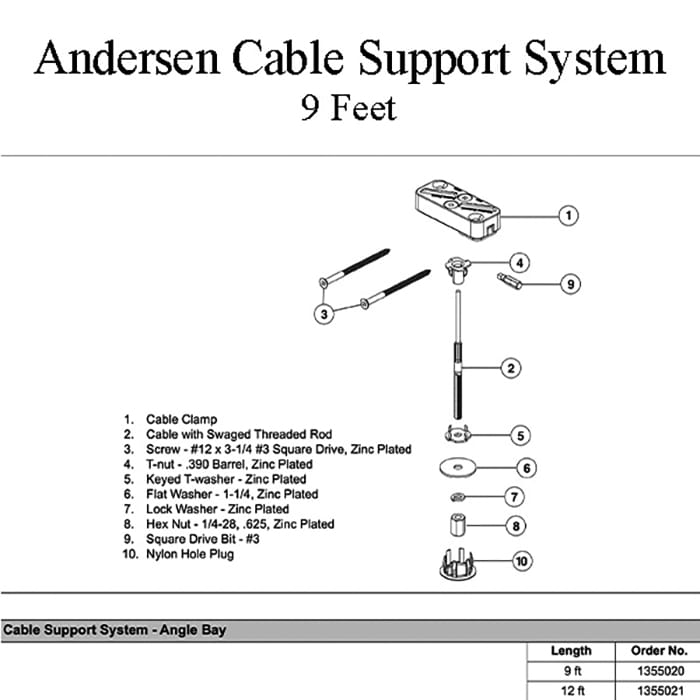 Andersen Cable Support System, Bay or Bow Window - 9 Foot - Andersen Cable Support System, Bay or Bow Window - 9 Foot