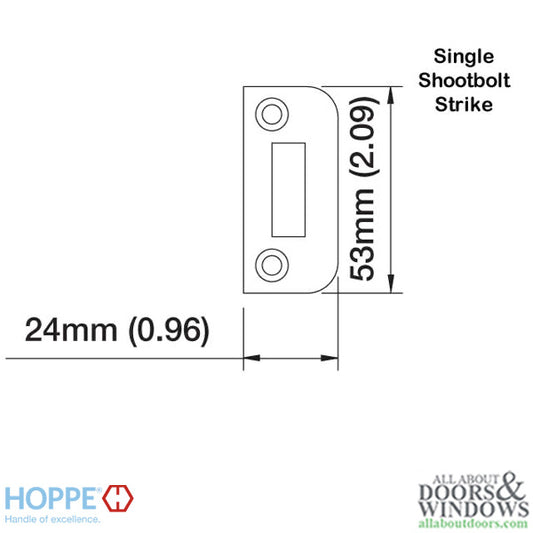 Strike Plate, PS0025M, Double Shootbolt  0.96 x 2.09 -Brass