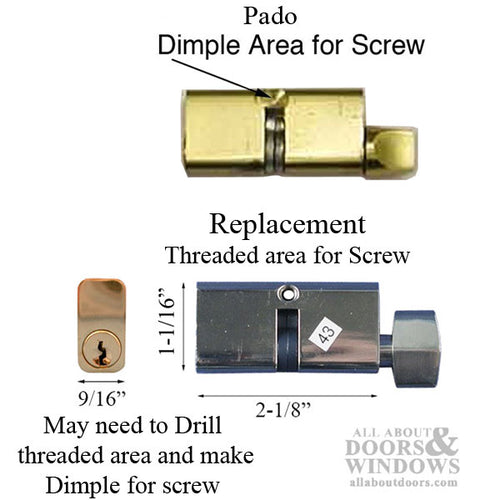 Cylinder, Mortise Lock, Thumb Turn - Brass - Cylinder, Mortise Lock, Thumb Turn - Brass