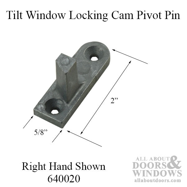 Tilt-In Window Locking Cam Pivot, Right Hand, Diecast - Mill Finish - Tilt-In Window Locking Cam Pivot, Right Hand, Diecast - Mill Finish