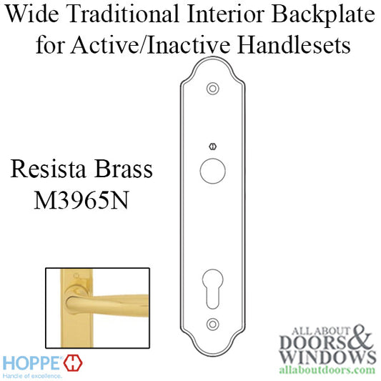 HOPPE Wide Traditional Interior Backplate M3965N for Active/Inactive Handlesets - Resista Brass