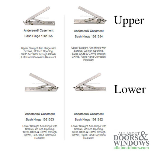 Andersen 22 Inch Enhanced Casement Corrosion Resistant Straight Arm Head Hinge, Right - Andersen 22 Inch Enhanced Casement Corrosion Resistant Straight Arm Head Hinge, Right