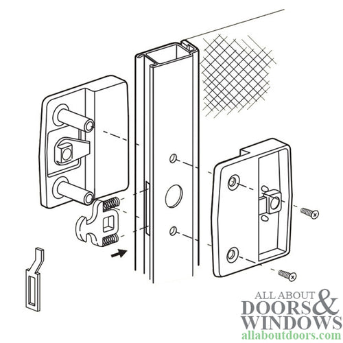 Non-Handed Plastic Latch & Pull Handle Set with Security Lock for Sliding Screen Door - Black - Non-Handed Plastic Latch & Pull Handle Set with Security Lock for Sliding Screen Door - Black