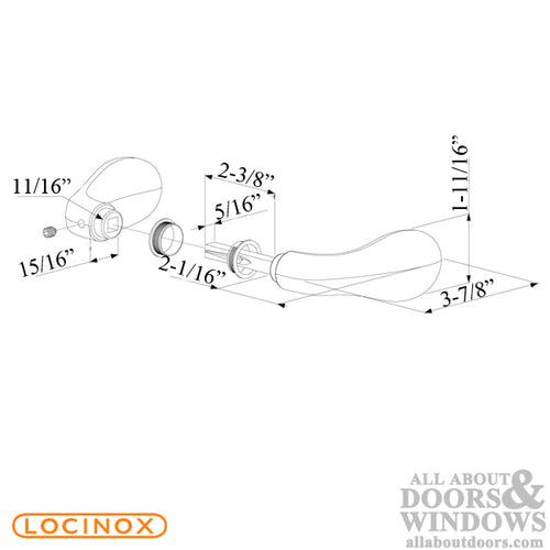 Locinox Club Gate Handle Set with 2.5 Inch Spindle - Locinox Club Gate Handle Set with 2.5 Inch Spindle