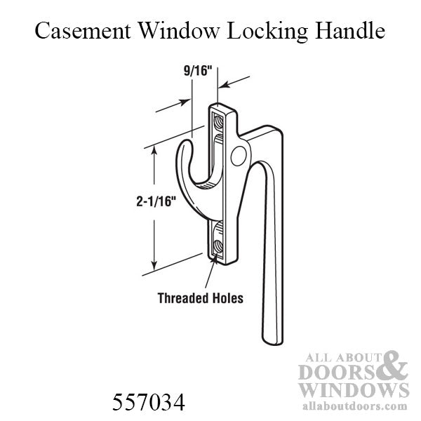 Casement Window Locking Handle, 2-1/16  Screw spacing, Diecast - White Bronze - Casement Window Locking Handle, 2-1/16  Screw spacing, Diecast - White Bronze