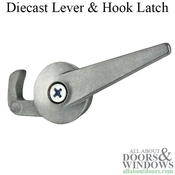 Diecast Lever & Hook Latch for Sliding Screen Door - Gray - Diecast Lever & Hook Latch for Sliding Screen Door - Gray