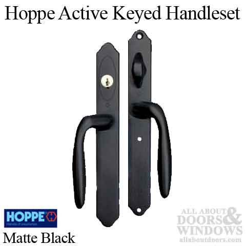 HOPPE HLS 9000 Sliding Door Handle Set Verona Lever Active Keyed Matte Black