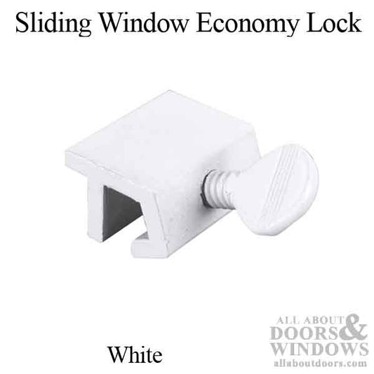 Sliding Window Economy Lock, Extruded Aluminum, White