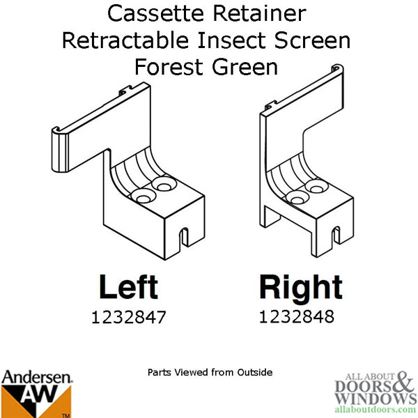 Cassette Retainer w/screws - Insect Screen Retractable - Right -for Andersen FGD - Forest Green - Cassette Retainer w/screws - Insect Screen Retractable - Right -for Andersen FGD - Forest Green