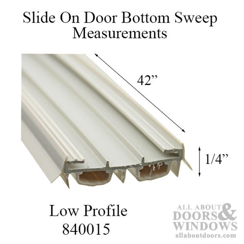 Slide on door bottom/sweep, Low-Profile - 42 Inch - Beige - Slide on door bottom/sweep, Low-Profile - 42 Inch - Beige