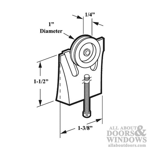 Discontinued - Top Mount Roller Assembly with 1 Inch Nylon Wheel for Sliding Screen Door - Discontinued - Top Mount Roller Assembly with 1 Inch Nylon Wheel for Sliding Screen Door