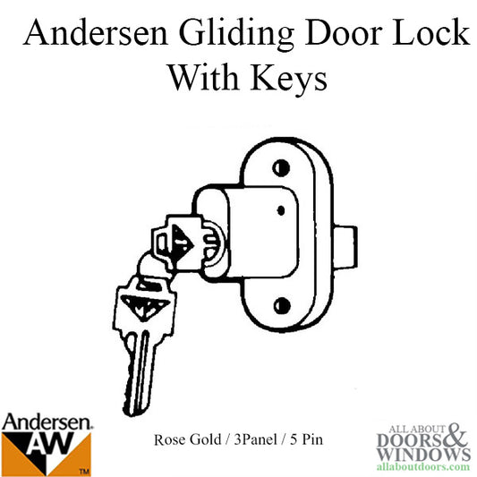 Andersen Prefinished Terratone Gliding Doors - Lock with Keys - 3 Panel - Rosegold