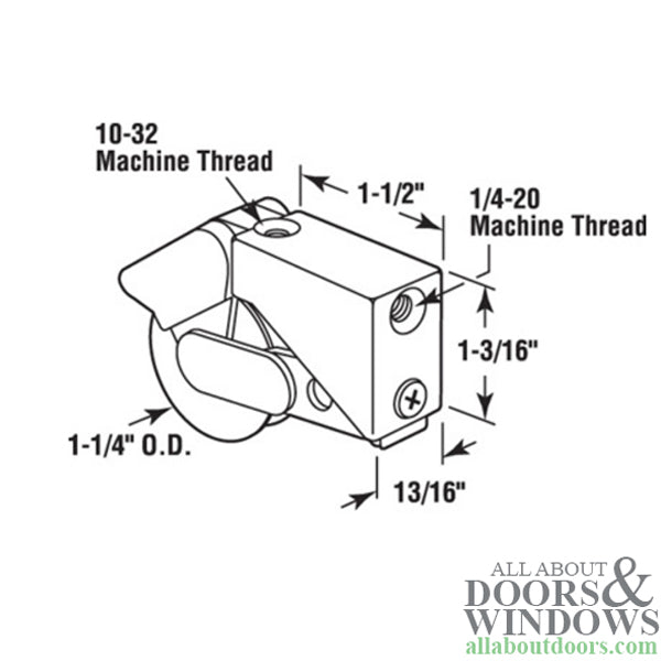 Sliding Patio Door Roller Assembly with Adjustable Housing 1.25 Inch Nylon Wheel Diameter - Sliding Patio Door Roller Assembly with Adjustable Housing 1.25 Inch Nylon Wheel Diameter